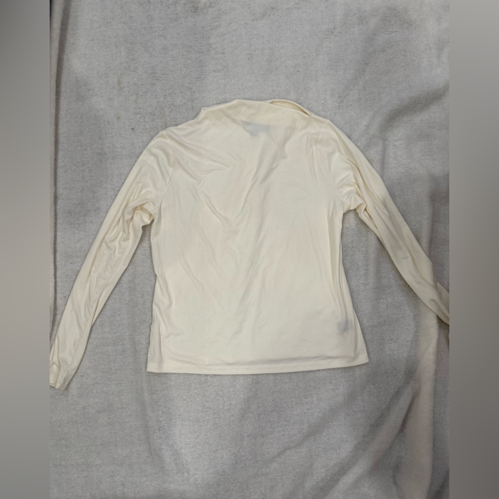 Ashley Graham Long-Sleeve Ribbed Crew Top - Cream
